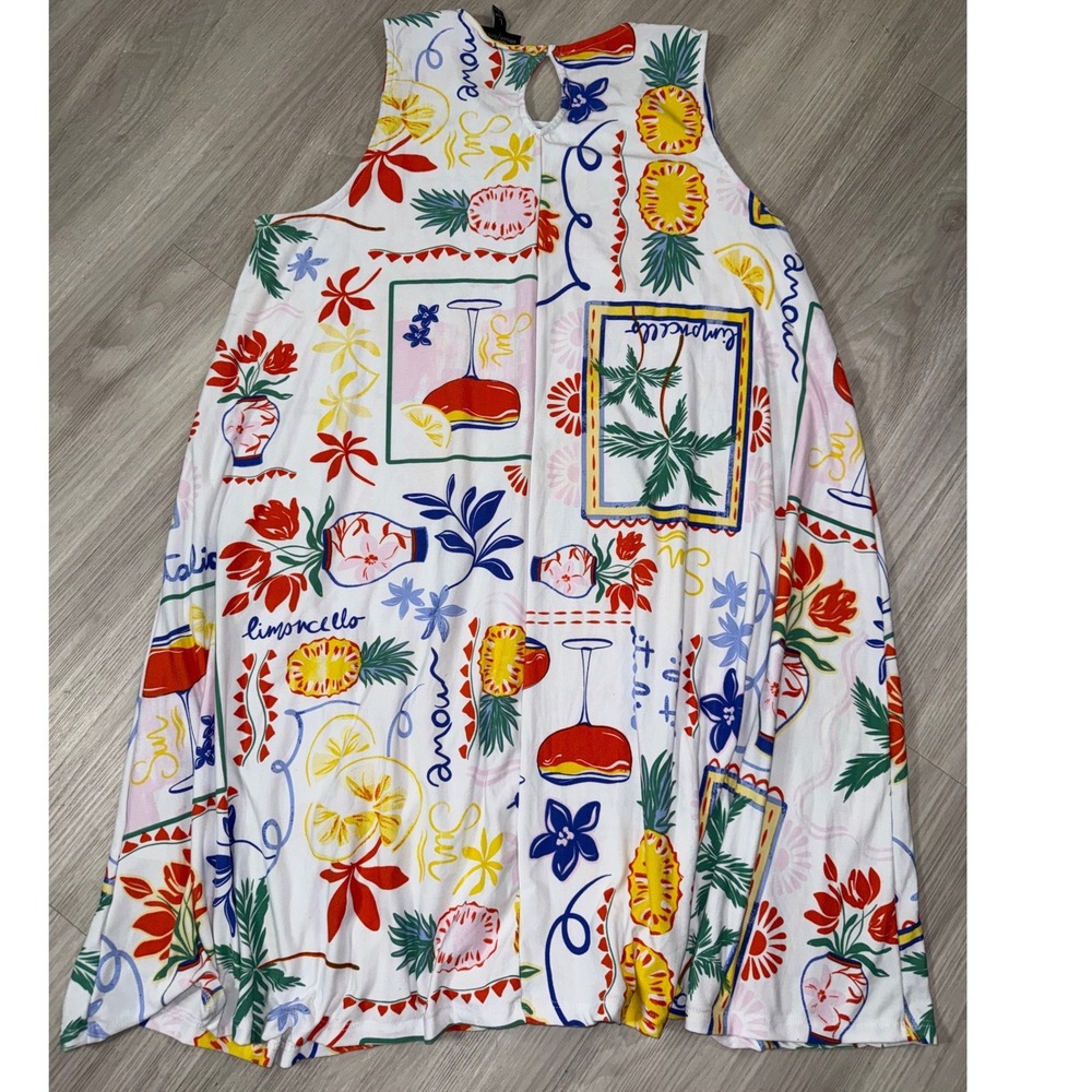 Allison Brittney Womens Tropical Italia Limoncello Print Trapeze Dress Large - Picture 9 of 10